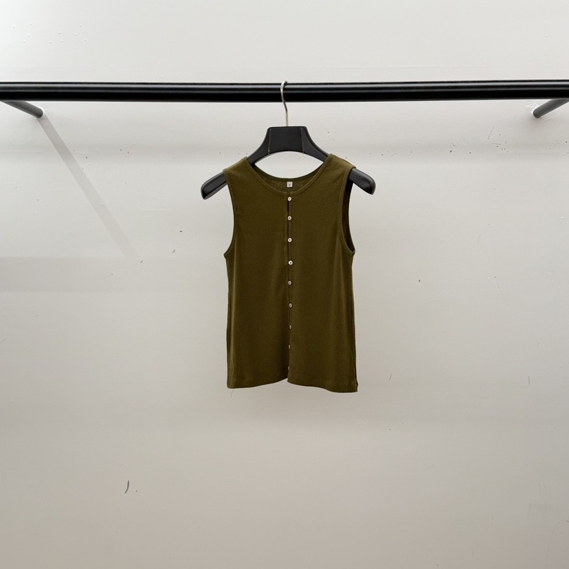 ID東大門實拍女士新品26初秋時尚真品人氣吊帶背心無袖紐扣ID吊帶/背心