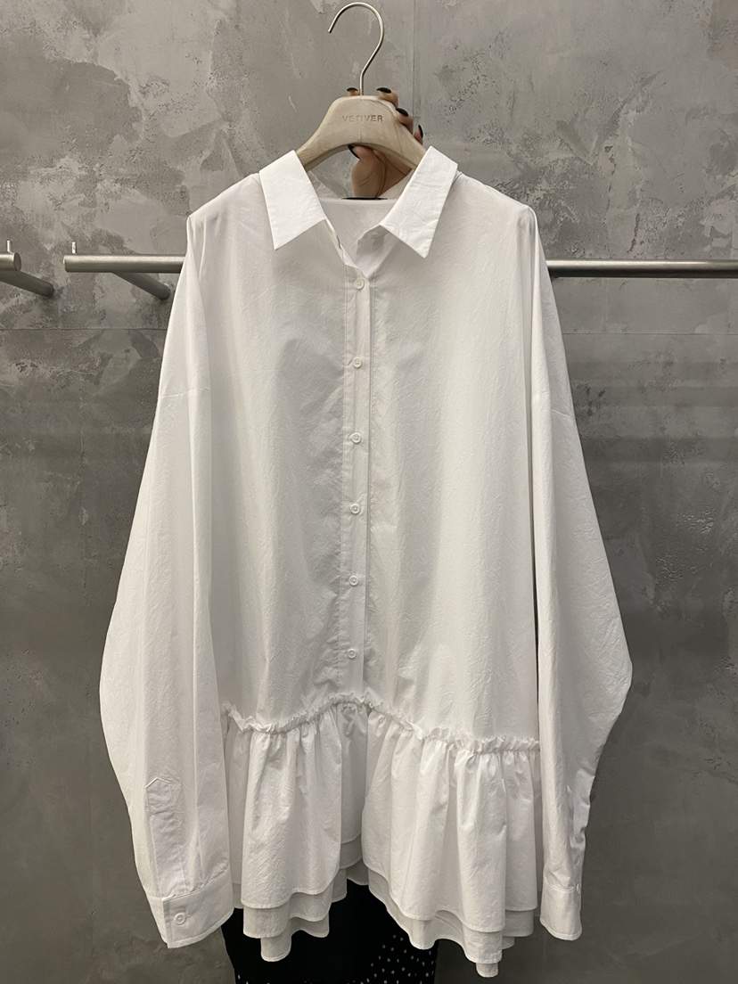 THE VETIVER-A東大門實拍女裝新款時尚襯衫蕾絲衫荷葉邊VETIVER襯衫/蕾絲衫