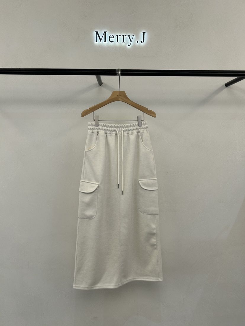 MERRY-J韓國直郵女士新品26秋冬真品熱賣時尚休閑長裙口袋MERRY-J長裙