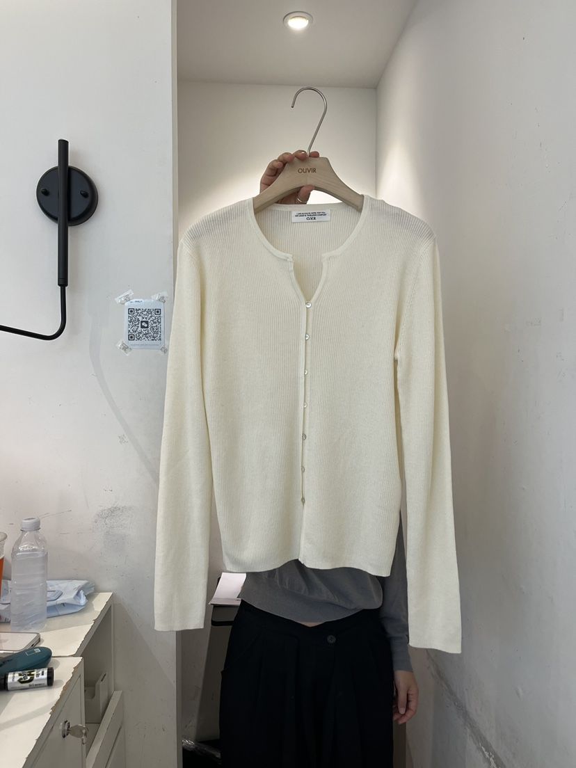OUVIR韓國直郵女士新品26初秋熱賣推薦休閑針織衫紐扣羅紋O.V.R/OUVIR針織衫