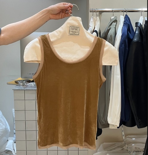 NOFYBE東大門實拍女士新品真品推薦吊帶背心網眼撞色無袖NOFYBE吊帶/背心
