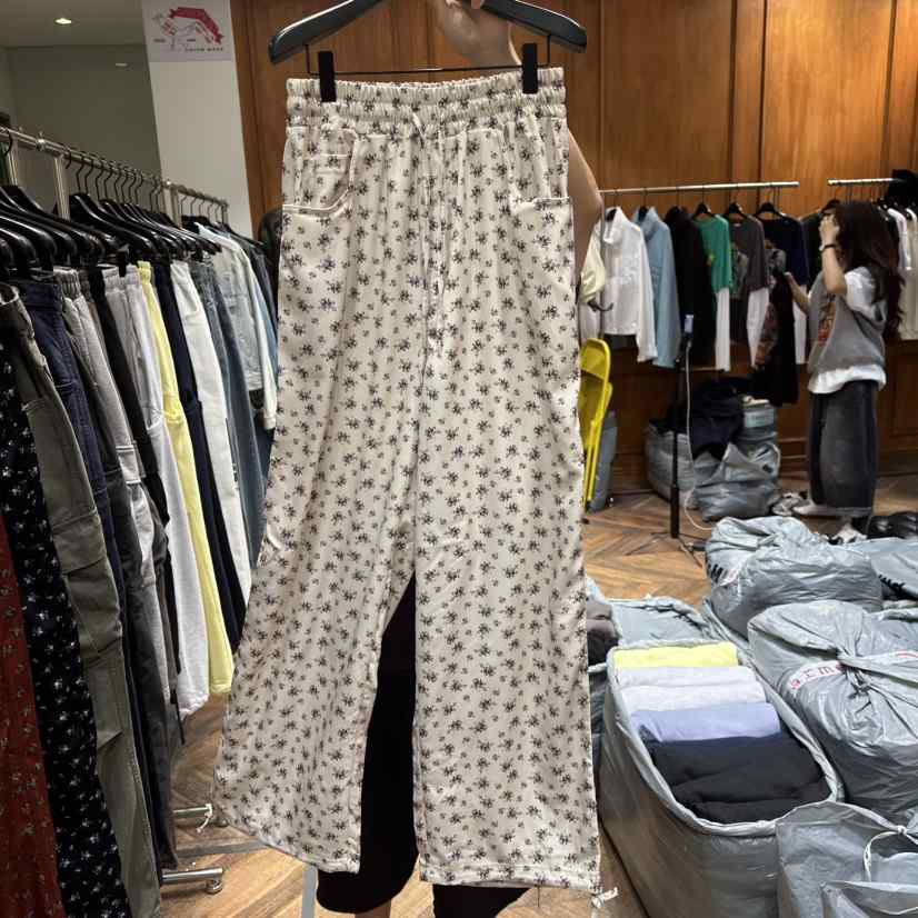 GARMENT-P韓國直郵女士新品真品時尚休閑職業休閑褲花朵緞GARMENT休閑褲