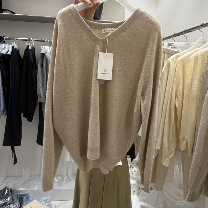 WOOD SAGE韓國直郵女裝新款職業熱賣26春夏針織衫V領深VWOOD SAGE針織衫