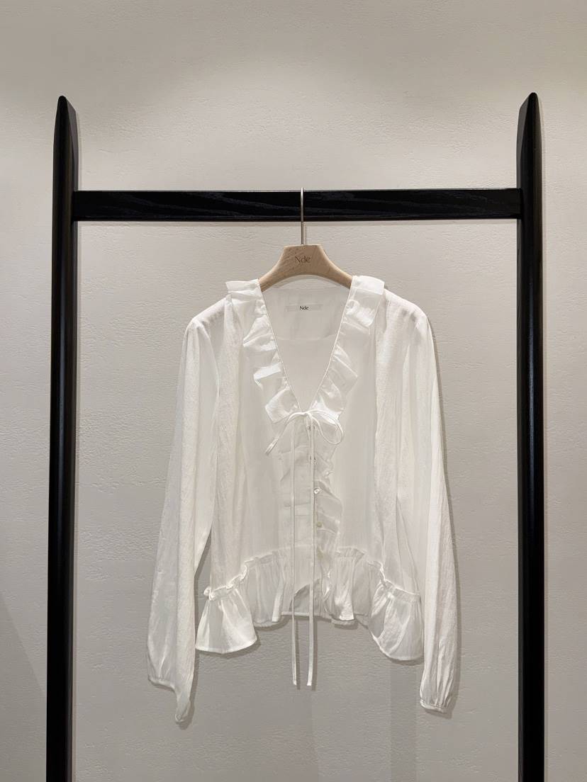 NDE東大門代購女士新品熱賣休閑職業真品襯衫蕾絲衫褶邊經典BOHEME_NDE襯衫/蕾絲衫