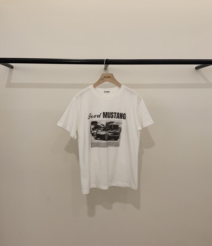 LA CREME韓國代購26秋冬新品時尚真品熱賣推薦休閑T恤印花LA CREMET恤