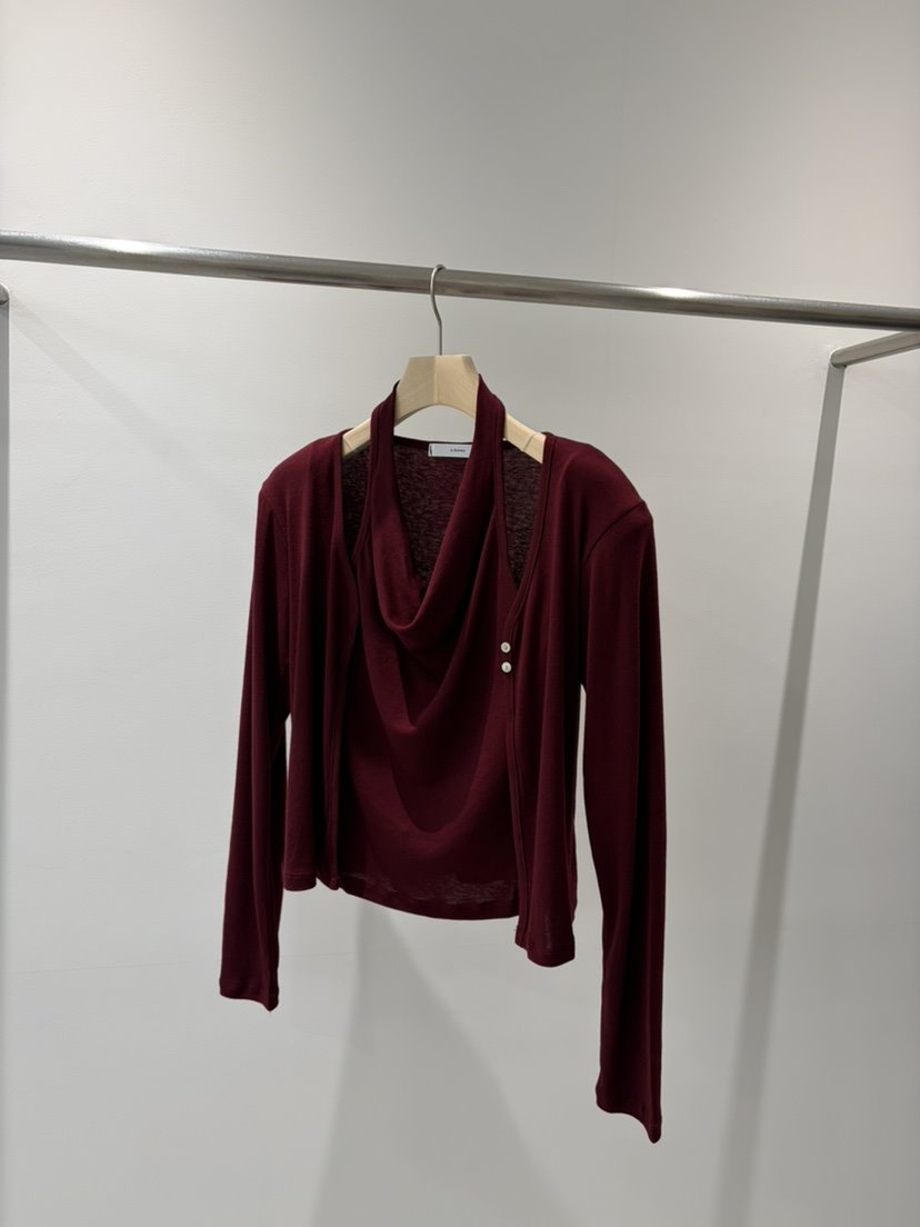 N BROWN東大門實拍26秋季新款休閑推薦熱賣長袖T恤露背開衫N BROWN長袖T恤