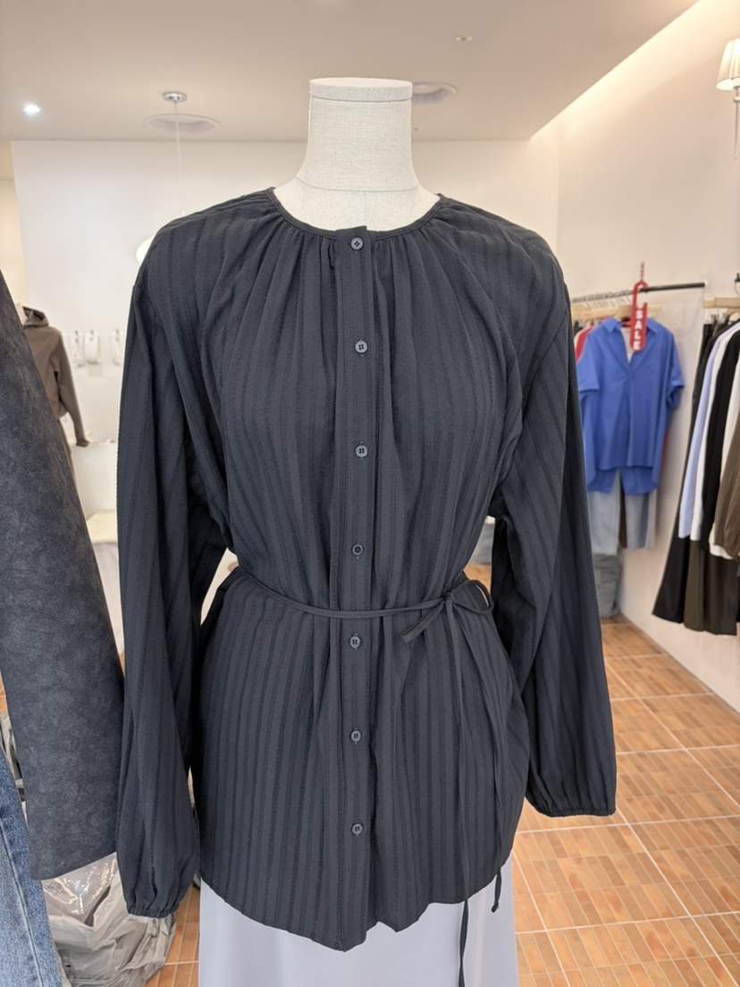 LOGON韓國代購女裝新款推薦休閑人氣熱賣時尚襯衫蕾絲衫含繩LOGON襯衫/蕾絲衫