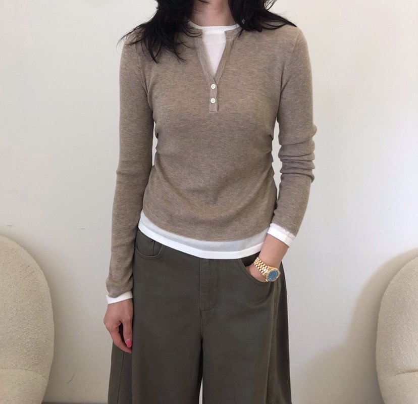 GLAD SOME韓國直郵女士新品人氣真品休閑針織衫假兩件褶皺GLAD SOME針織衫