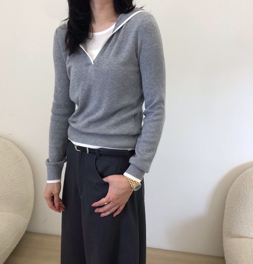 GLAD SOME東大門直郵女裝新品休閑針織衫假兩件連帽衫撞色GLAD SOME針織衫