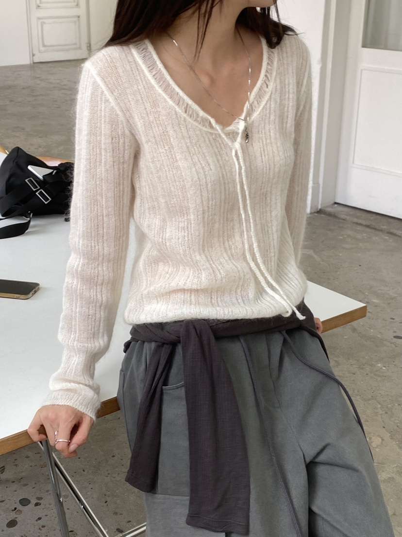 Verbena韓國代購女裝新款真品針織衫不含內搭馬海毛羊毛羅紋Verbena針織衫