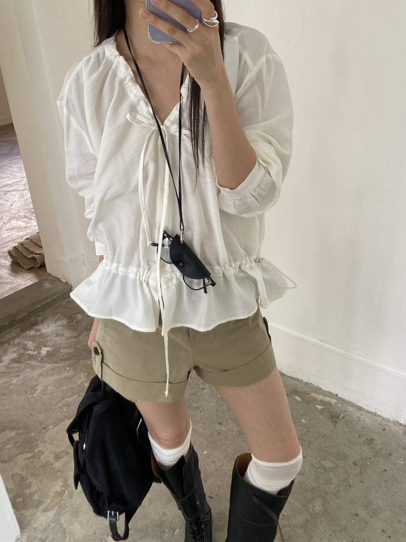 Verbena東大門代購女士新品熱賣推薦休閑時尚人氣襯衫蕾絲衫Verbena襯衫/蕾絲衫