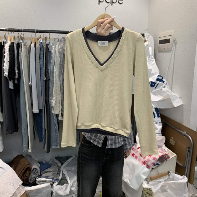 ALMOND PEPE韓國代購26秋冬新品人氣熱賣休閑推薦長袖T恤ALMOND PEPE長袖T恤