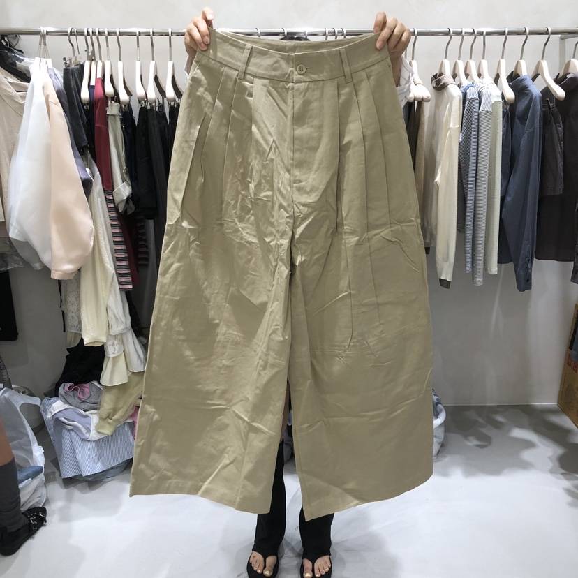 A Flan韓國直郵女士新品休閑推薦真品時尚休閑褲棉質褶皺AFN/FLAN EDITION休閑褲