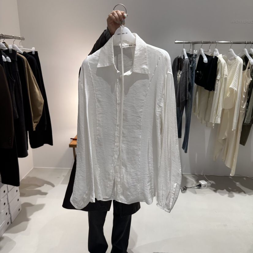 X韓國代購女裝新款真品熱賣推薦時尚襯衫蕾絲衫含腰繩褶裥ARCHIVEPIECE TAG襯衫/蕾絲衫