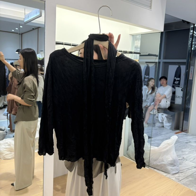 W AND J韓國直郵26秋季新品真品人氣熱賣長袖T恤含飄帶W AND J長袖T恤
