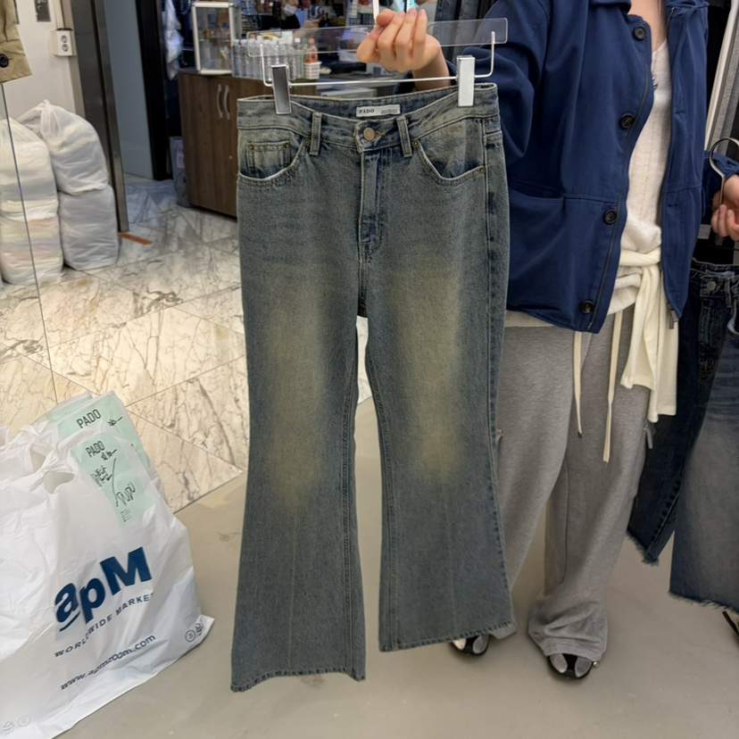 PADO東大門代購女裝新品真品人氣熱賣時尚牛仔褲喇叭褲修身PADO牛仔褲