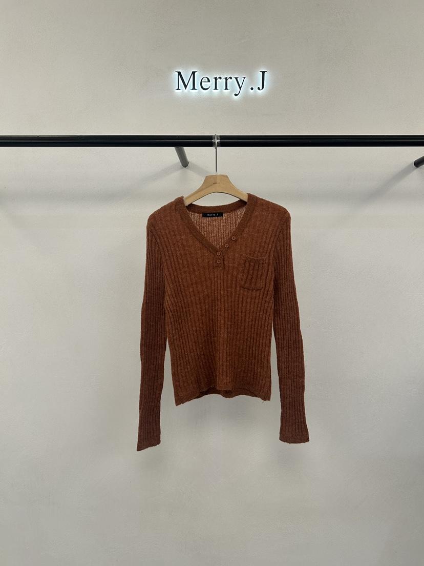 MERRY-J韓國直郵女士新品人氣時尚熱賣休閑推薦針織衫口袋MERRY-J針織衫