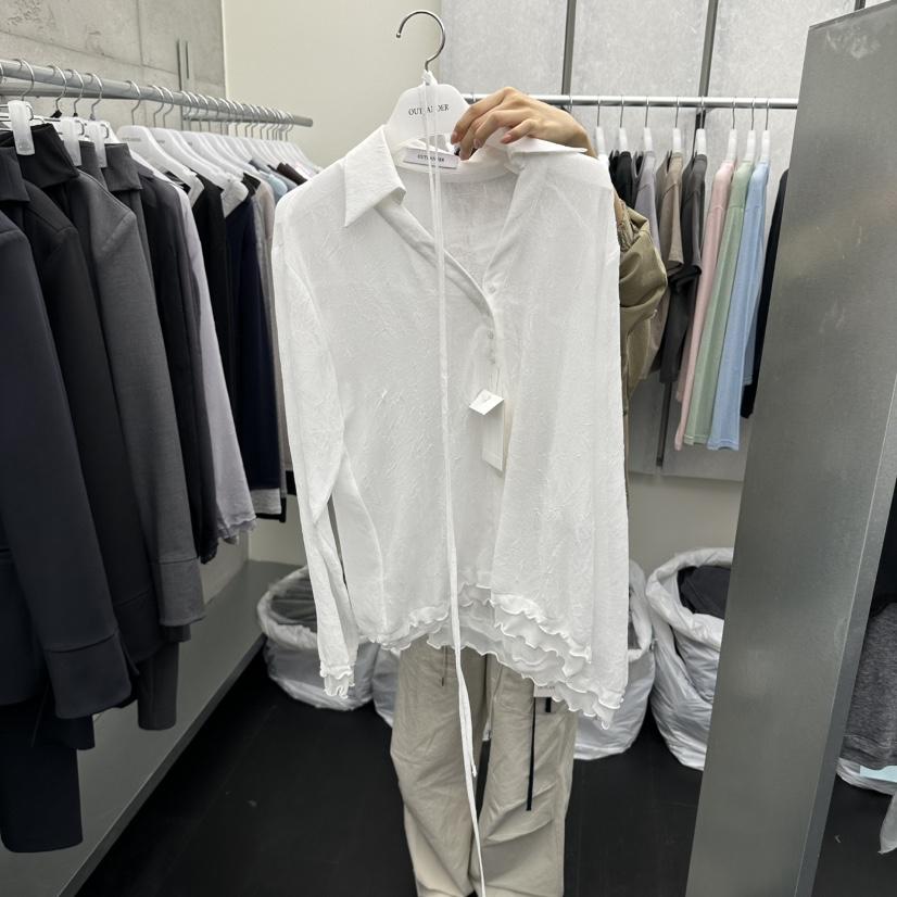 X韓國直郵女士新款熱賣時尚真品休閑推薦襯衫蕾絲衫含腰繩OUTLANDER襯衫/蕾絲衫