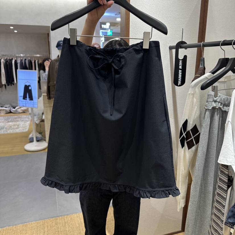 GARDEN LAYER韓國直郵26秋季新品真品半身裙中短裙褶邊條紋GARDEN LAYER半身裙/中短裙