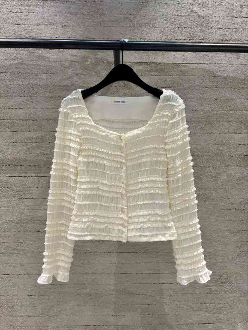 SUGAR CASE韓國直郵女裝新品時尚職業26春夏襯衫蕾絲衫荷葉邊SUGAR CASE襯衫/蕾絲衫