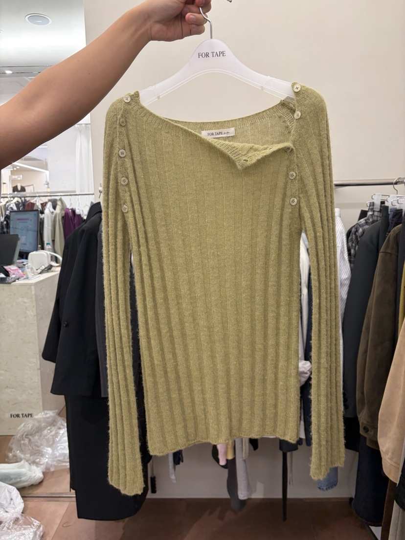 FOR TAPE東大門代購26秋冬新品推薦時尚真品針織衫船領紐扣FOR TAPE針織衫