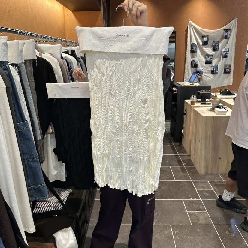 SOPHISTICATE韓國代購女裝新品休閑半身裙中短裙褶皺緞面SOPHISTICATE半身裙/中短裙