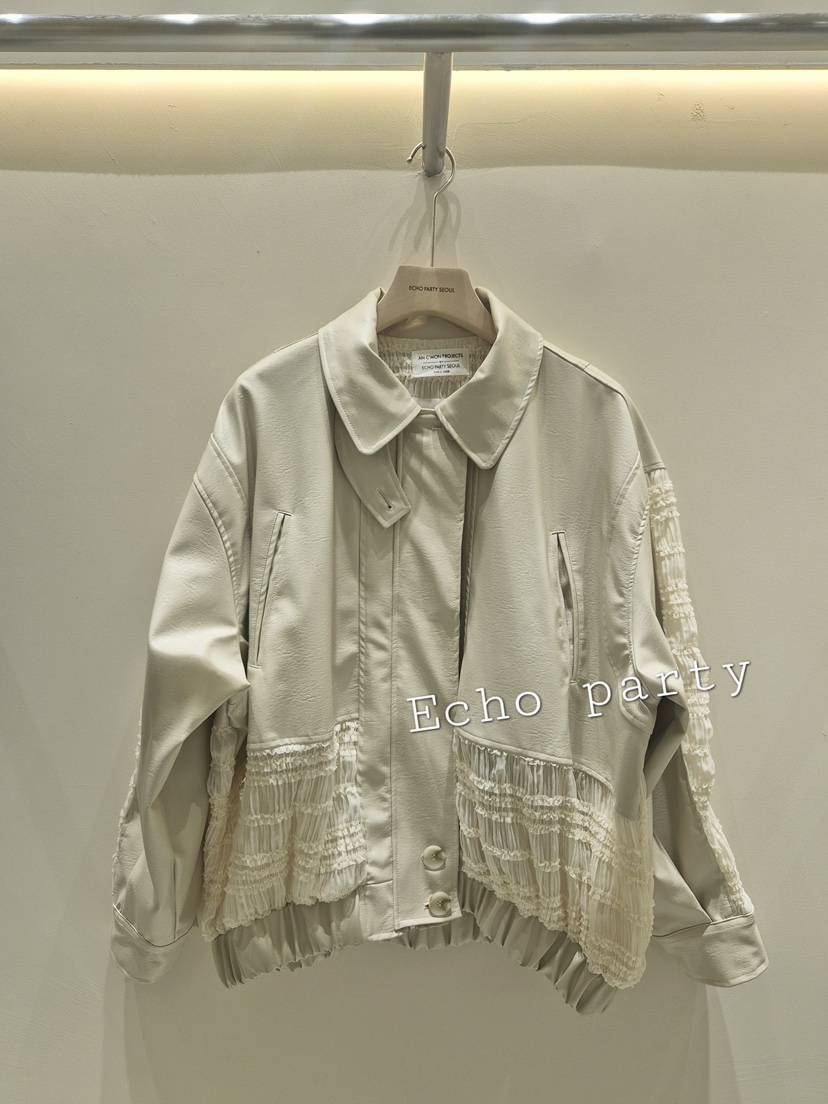 ECHOPARTY韓國代購26秋季新品熱賣推薦真品時尚休閑夾克皮革ECHOPARTY夾克