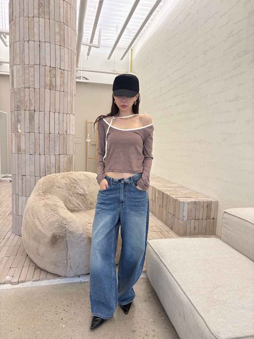 LUMIPLE韓國直郵女士新品休閑推薦人氣真品長袖T恤撞色露背LUMIPLE長袖T恤