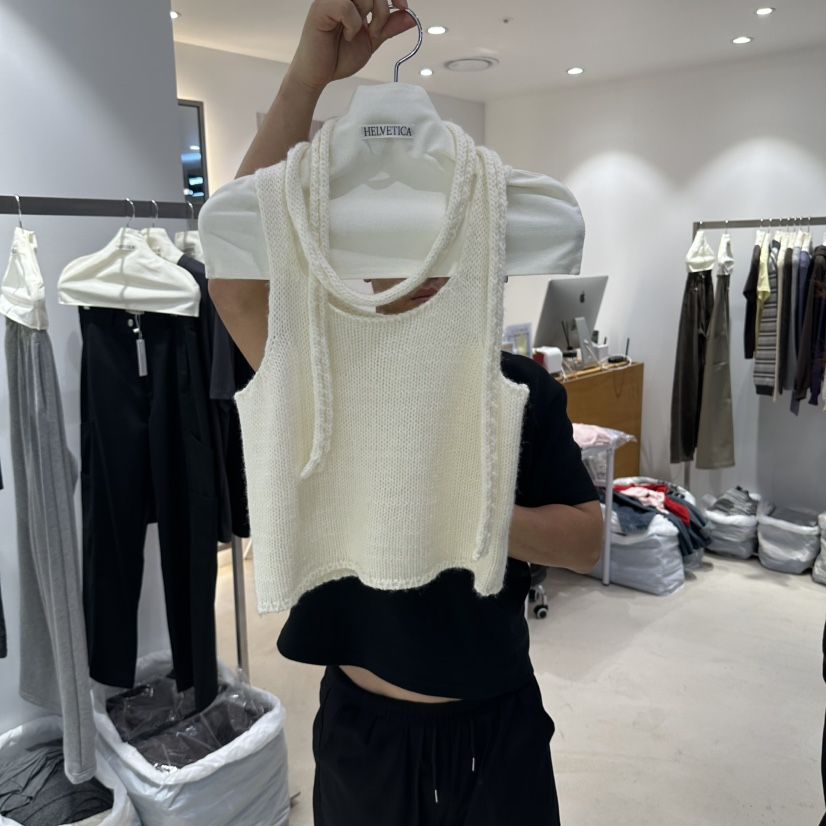 X韓國代購女士新品熱賣真品推薦時尚休閑人氣吊帶背心含脖帶HELVETICA吊帶/背心