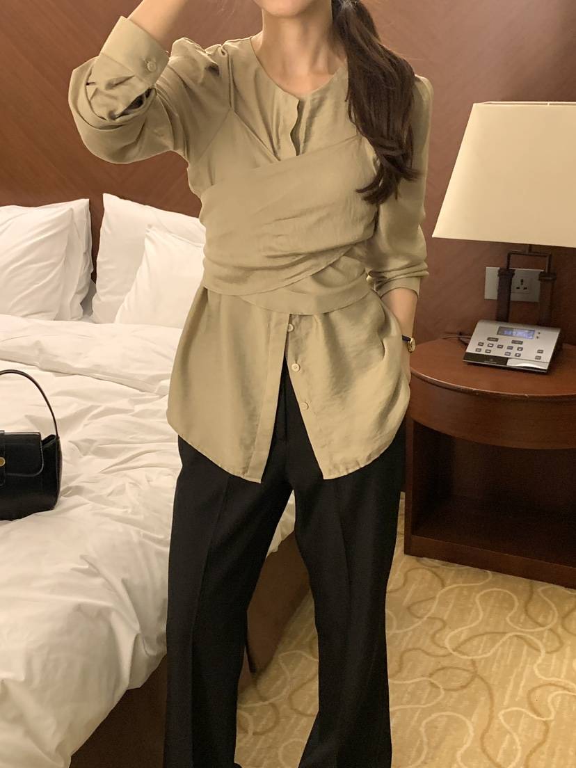 FRILL-T/DADA韓國代購女裝新款時尚熱賣真品襯衫蕾絲衫FRILL-T/DADA襯衫/蕾絲衫