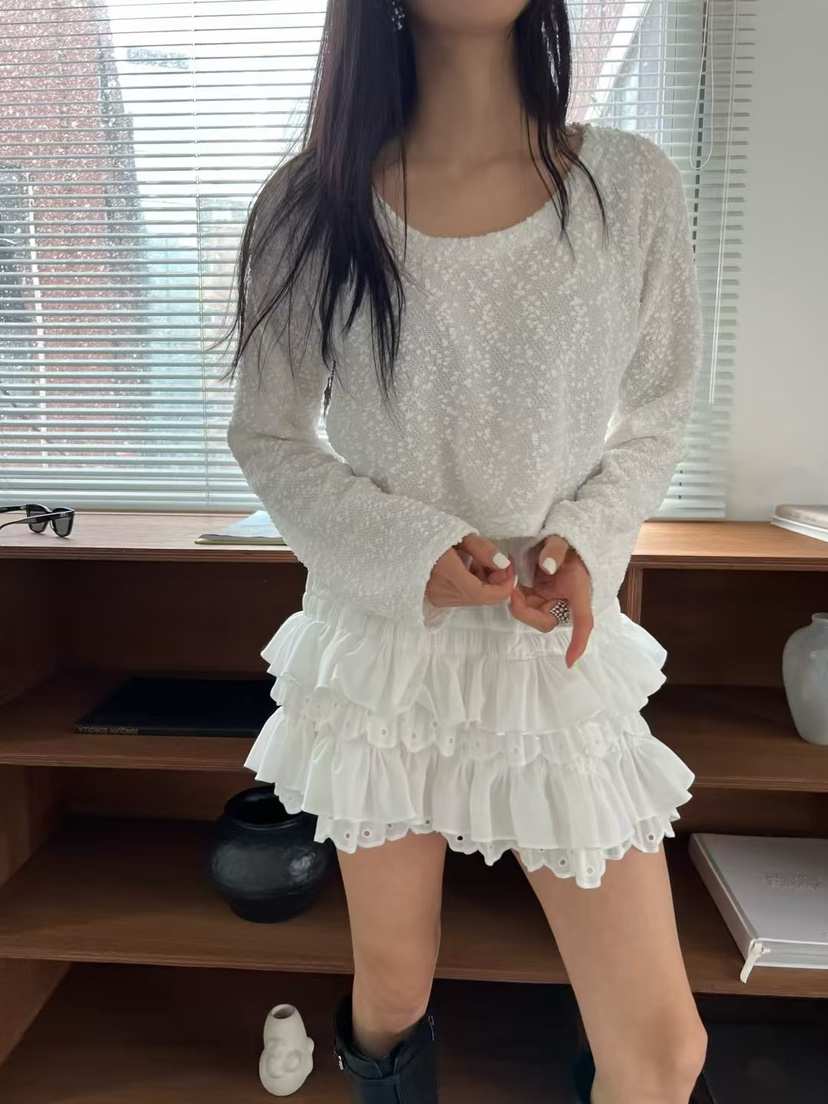 XPARTY韓國直郵女裝新品人氣熱賣休閑推薦短裙荷葉邊彈力XPARTY短裙