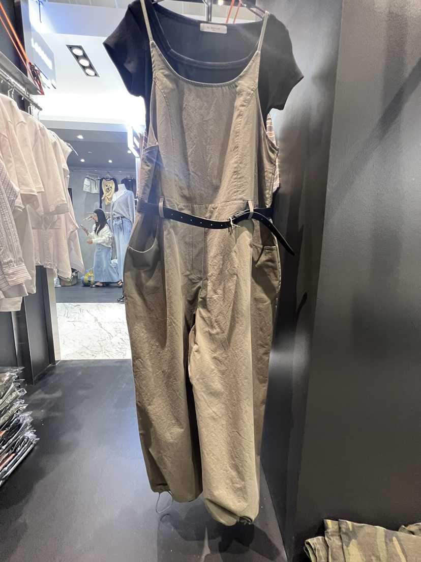 EL BOSQUE韓國代購女士新款真品熱賣休閑背帶褲含腰帶棉質EL BOSQUE背帶褲