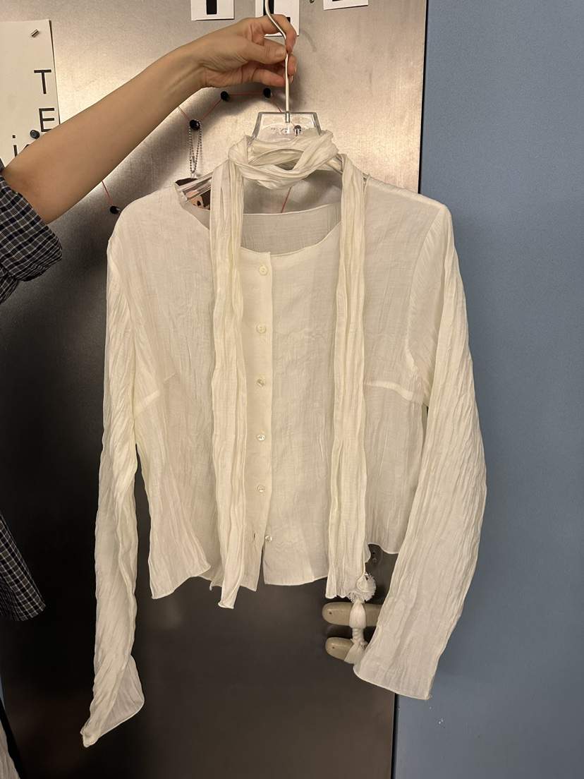TAKE TEE韓國代購女裝新品熱賣真品休閑襯衫蕾絲衫含圍巾TAKE TEE襯衫/蕾絲衫