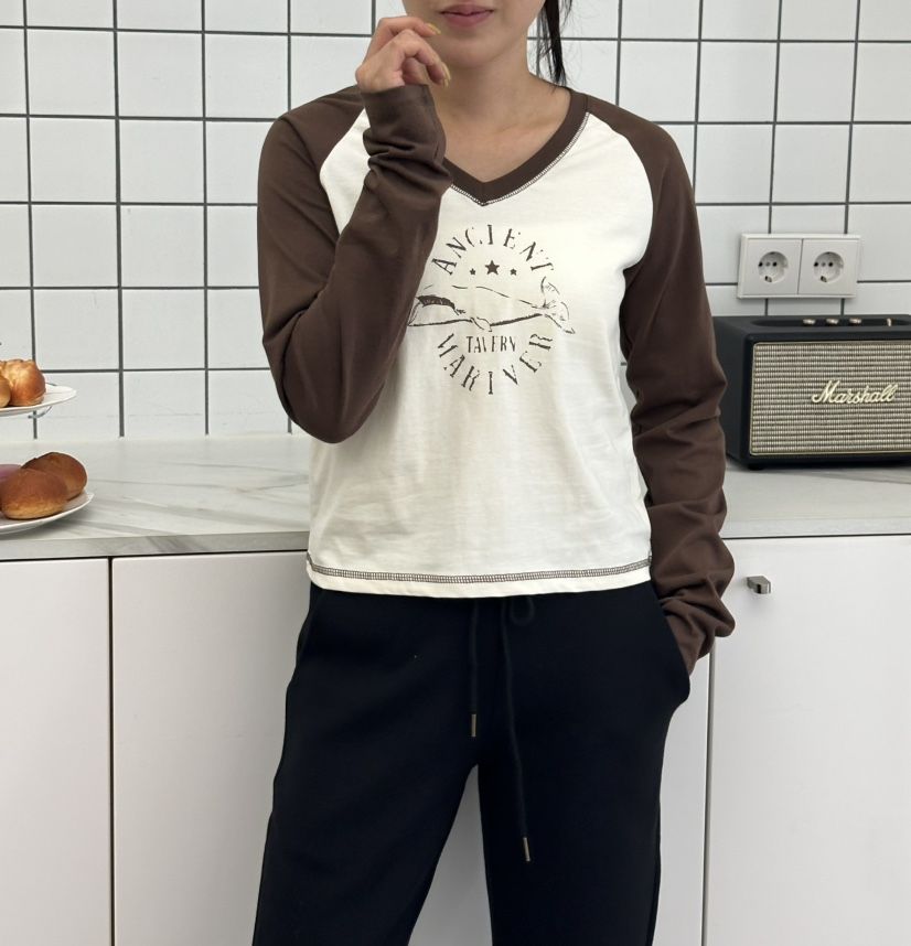 LEEHEE東大門代購女裝新款真品休閑推薦長袖T恤插肩袖撞色LEEHEE長袖T恤