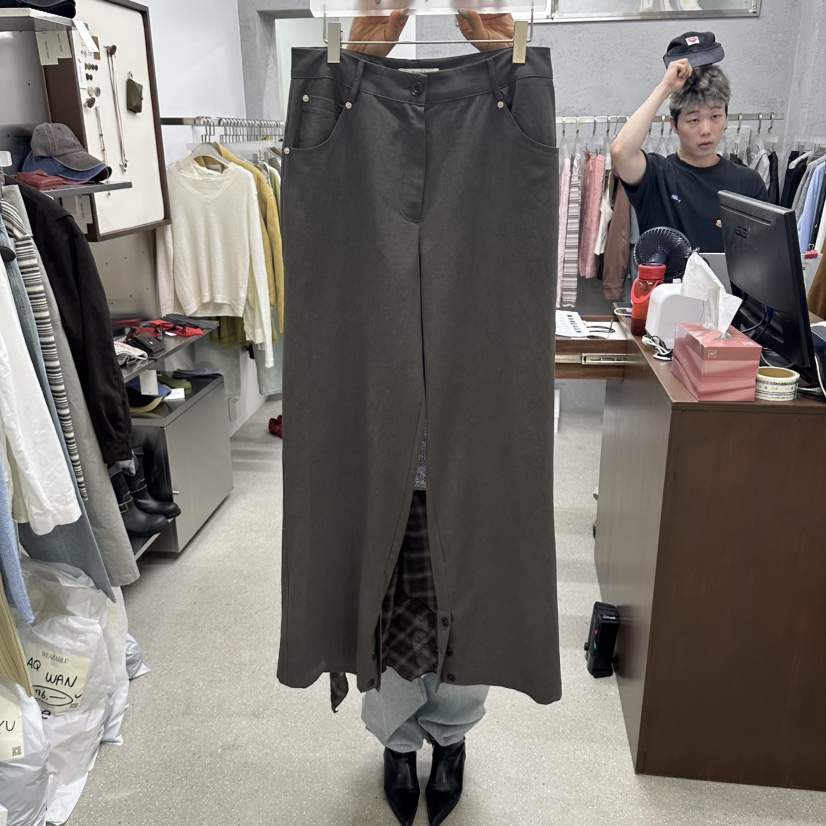 WEARABLE-L韓國代購女士新款推薦休閑人氣熱賣長裙開衩紐扣WEARABLE長裙