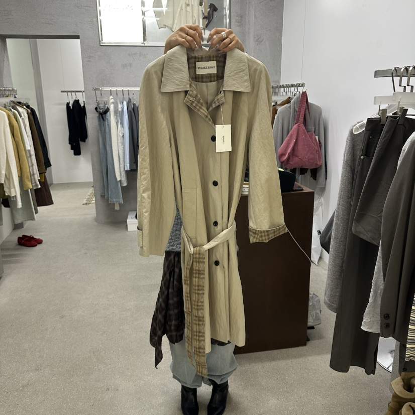 WEARABLE-L東大門代購女裝新品熱賣真品推薦休閑長款風衣WEARABLE長款風衣