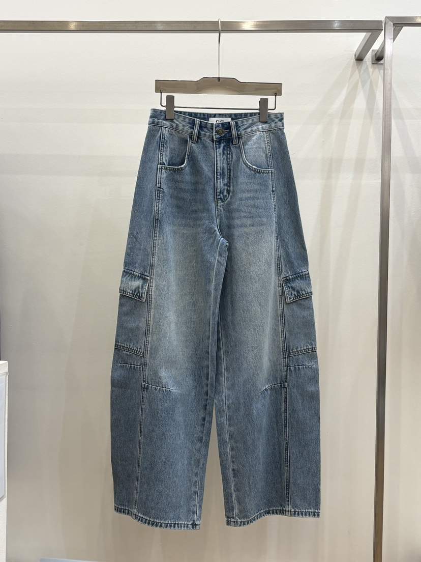 CICI韓國代購女士新品時尚熱賣人氣真品推薦牛仔褲口袋工裝Ci Ci牛仔褲