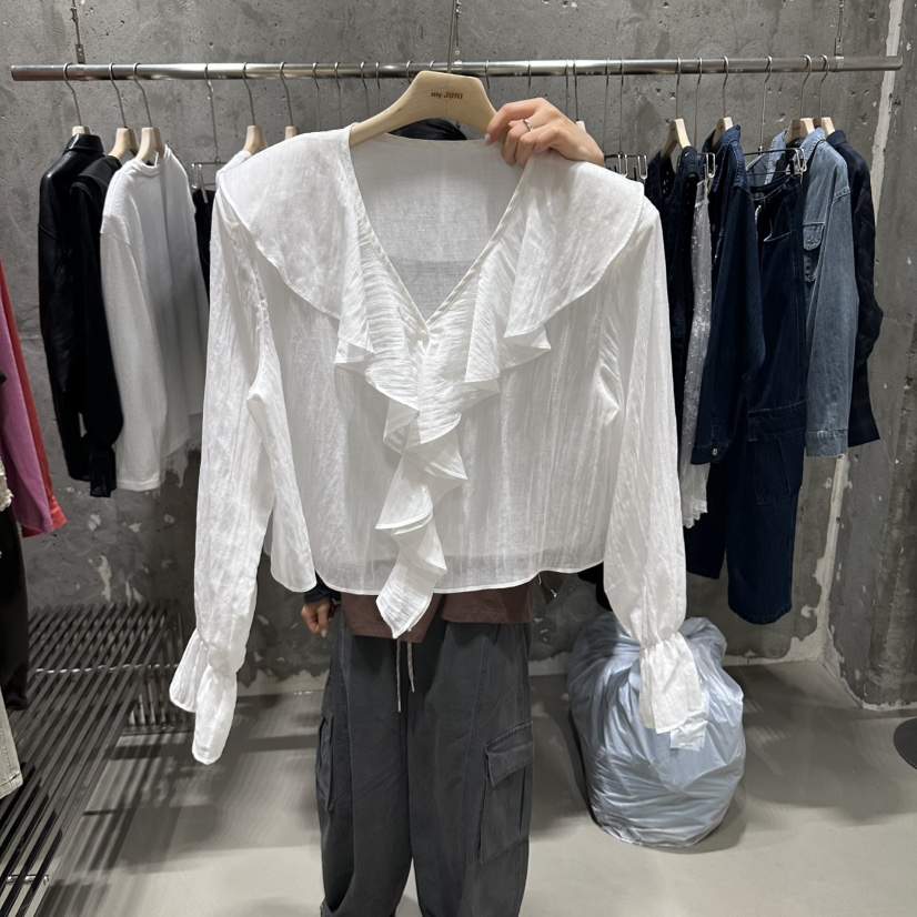 JUNI韓國代購女士新品熱賣時尚推薦真品休閑人氣襯衫蕾絲衫my juni襯衫/蕾絲衫