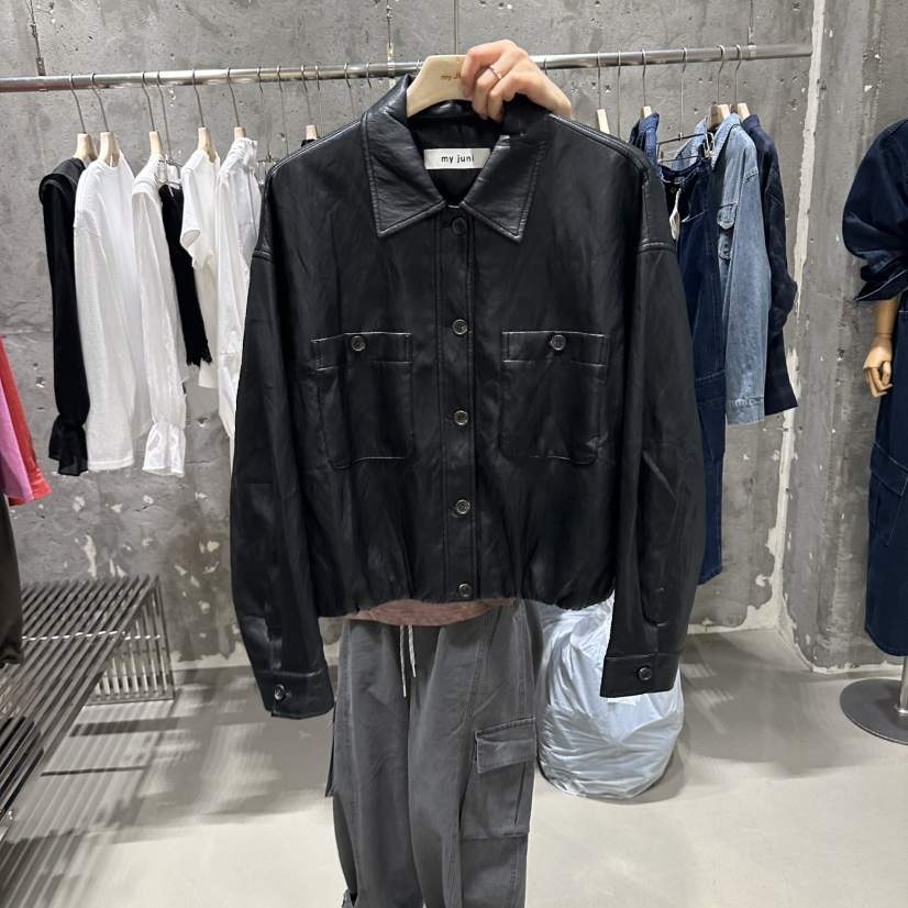 JUNI東大門實拍女裝新品人氣時尚休閑熱賣真品推薦皮衣皮革my juni皮衣