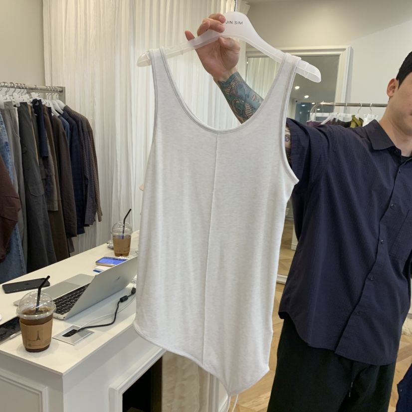JINSIM韓國直郵女士新品熱賣推薦人氣休閑吊帶背心不對稱JINSIM吊帶/背心