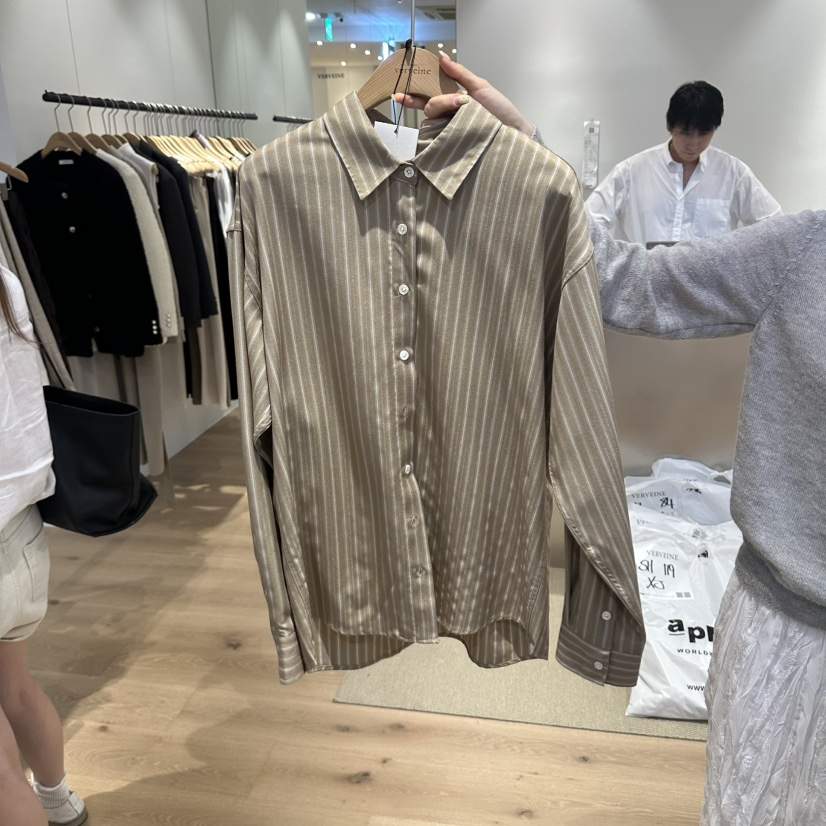 VERVEINE韓國代購女士新款熱賣推薦真品時尚襯衫蕾絲衫條紋VERVEINE襯衫/蕾絲衫
