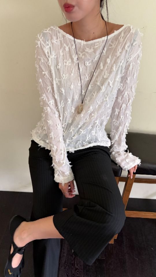 HEY/TO SEWING東大門代購女裝新品真品休閑長袖T恤絲帶BY HEY/TO SEWING長袖T恤