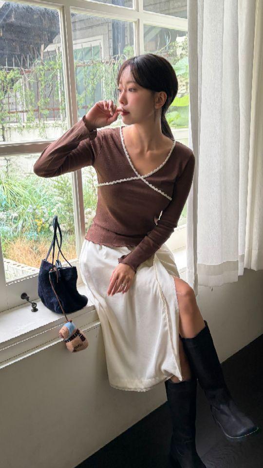 HEY/TO SEWING東大門實拍女士新品真品時尚長袖T恤蕾絲BY HEY/TO SEWING長袖T恤