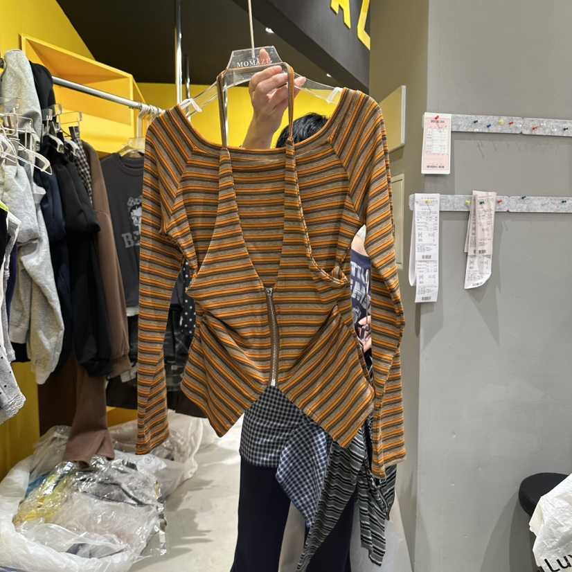 MOMAZU東大門實拍女士新品熱賣休閑時尚真品長袖T恤假兩件MOMAZU長袖T恤
