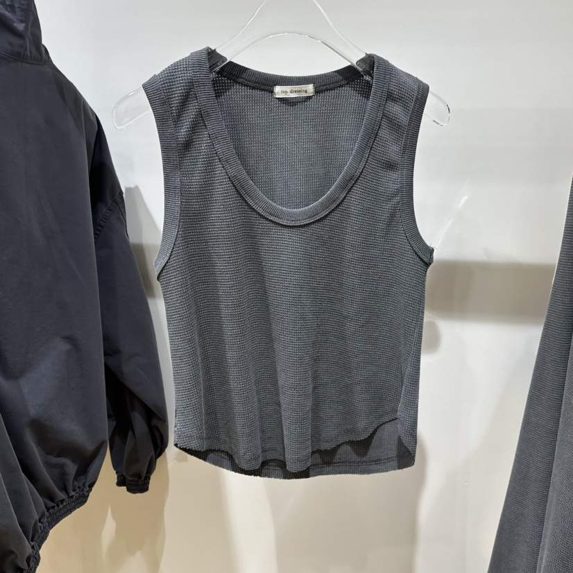 TOPDRESSING韓國直郵女裝新品時尚吊帶背心華夫格無袖豬皮TOPDRESSING吊帶/背心