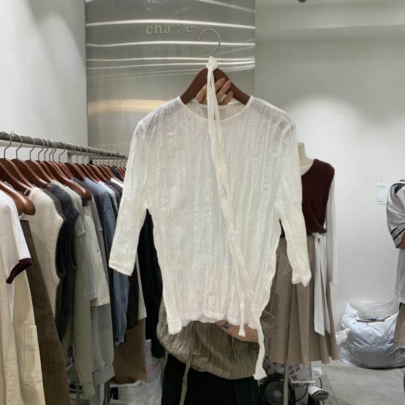 CHAE韓國代購女士新品人氣休閑熱賣襯衫蕾絲衫含圍巾褶皺CHAE襯衫/蕾絲衫