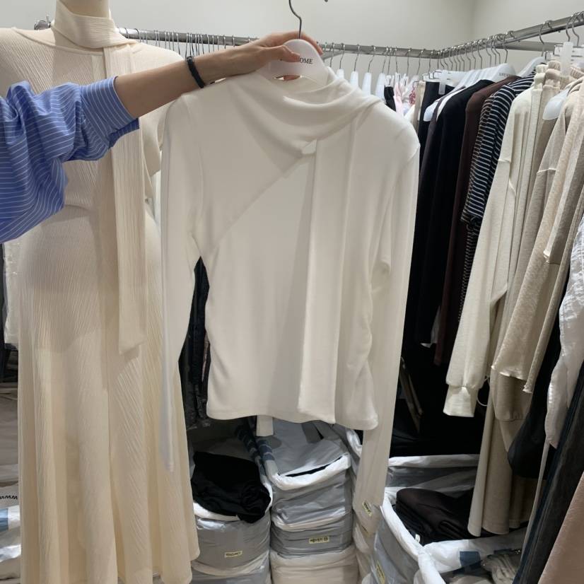 LOVE SOME韓國代購女裝新品真品熱賣休閑推薦長袖T恤褶皺LOVE SOME長袖T恤