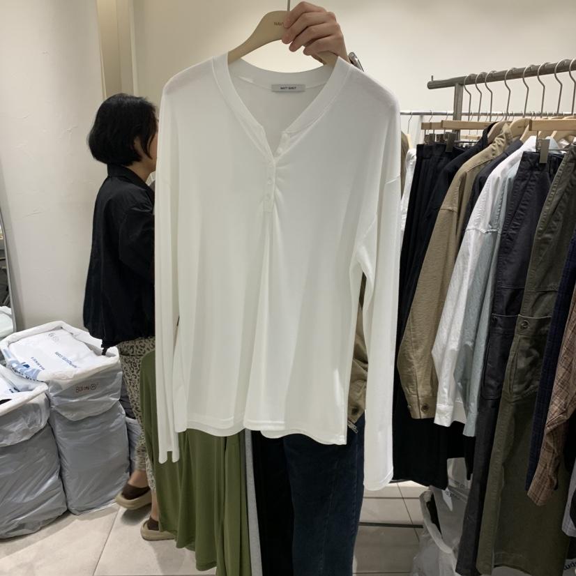 NAVYBURST東大門實拍女裝新款熱賣時尚人氣真品長袖T恤紐扣NAVY BURST長袖T恤