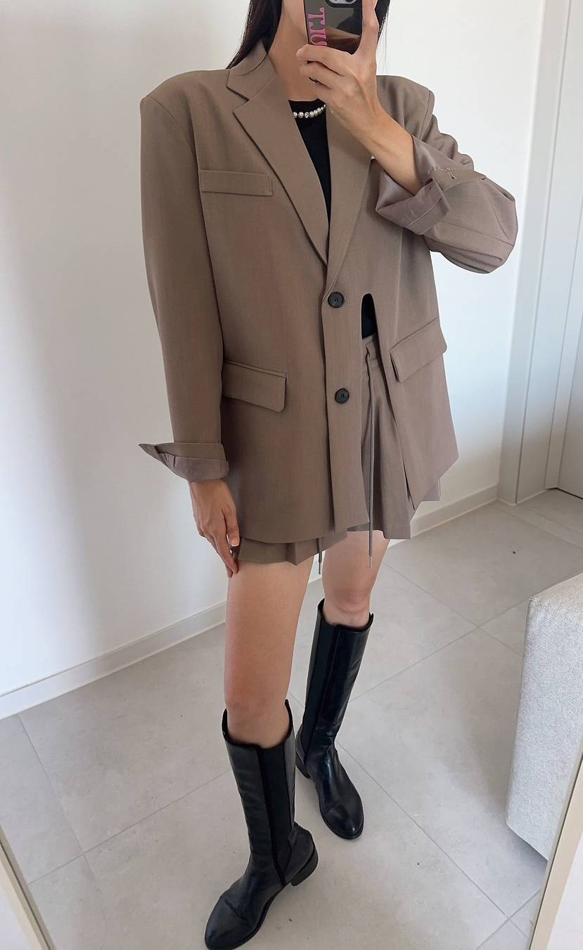 SOUIT韓國代購女裝新品時尚推薦真品熱賣人氣西裝西服開衩SOUIT西裝/西服