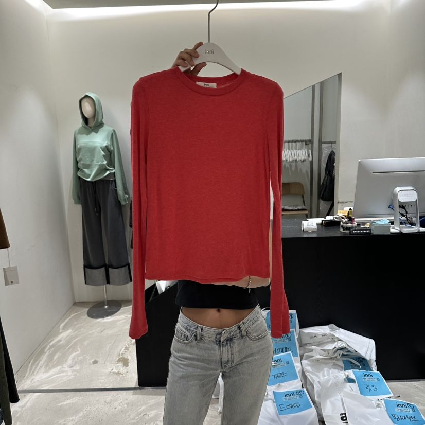 INNI韓國代購女裝新品人氣職業時尚休閑推薦熱賣真品長袖T恤INNI長袖T恤